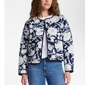 Floral Navy and White Women's Jacket